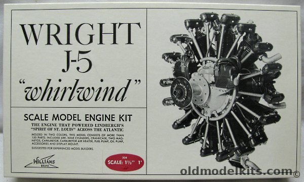 Williams Brothers 1/8 Wright J-5 Whirlwind Radial Aircraft Engine, 304 plastic model kit